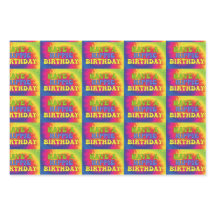 かわいい70年代のヒッピー誕生日絞り染めカラフルを持っている