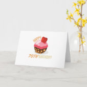 かわいい70歳の誕生日デザイン チョコレートケーキ付き カード (黄色い花)