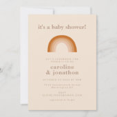 かわいい70sレインボーニュートラルテラコッタベビーシャワー 招待状 (正面)