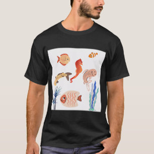 かわいい8ビットの魚 すごい8ビットペット水族館 Tシャツ
