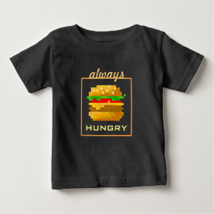 かわいい8ビットバーガーカラフルファーストフードおもしろいピクセルアート ベビーTシャツ