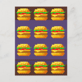 かわいい8ビットバーガーカラフルファーストフードおもしろいピクセルアート ポストカード