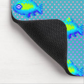 かわいい8ビットピクセルアートブルーグリーンフィッシュオタク系のゲーマー マウスパッド (コーナー)