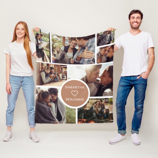 かわいい8フォトコラージュバケーションキャンピングパーソナライズされた フリースブランケット (インサイチュ)