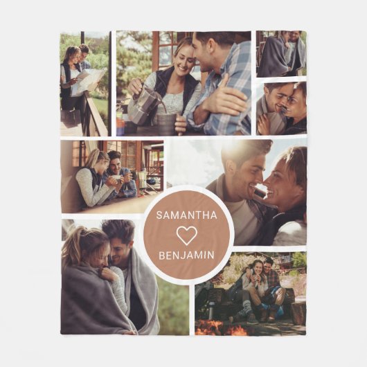 かわいい8フォトコラージュバケーションキャンピングパーソナライズされた フリースブランケット (正面)