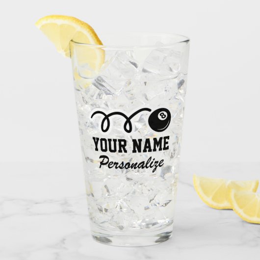 かわいい8個のボールマンガの名前をカスタムするの玉突きプレゼント タンブラーグラス (アイス正面)