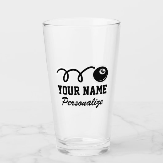 かわいい8個のボールマンガの名前をカスタムするの玉突きプレゼント タンブラーグラス (正面)