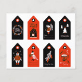 かわいい8個セットの赤と黒のクリスマスの切り抜き (裏面)