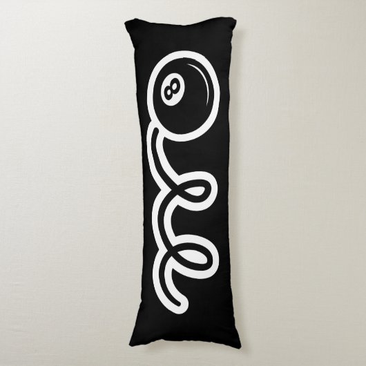 かわいい8本のボールマンガだよそ転がれが黒いベッド ボディピロー (正面縦)