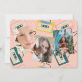 かわいい80年代ピンクカセットテープ卒業写真 招待状 (裏面)