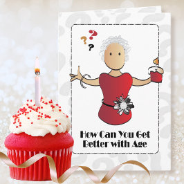 かわいい80歳の誕生日エスニック女性のカートゥーン・ユーモア カード