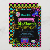 かわいい80sパーティーの誕生日の招待 招待状 (正面/裏面)
