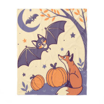 かわいい＆あったかハロウィンの毛布、笑顔のコウモリ付き