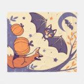 かわいい＆あったかハロウィンの毛布、笑顔のコウモリ付き フリースブランケット (正面(横))