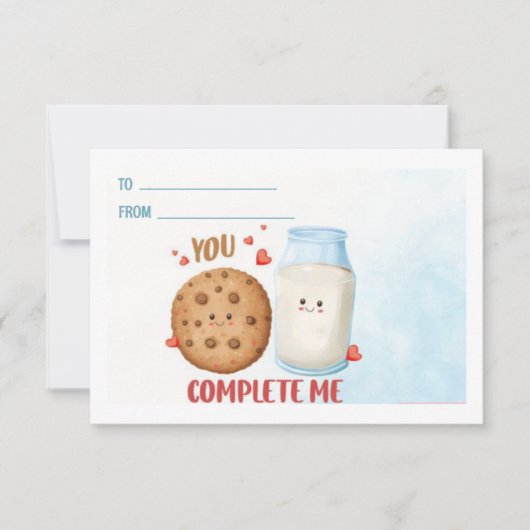 かわいい あなたが私を完成させる ミルクとココアのバレンタイン ノートカード (正面)