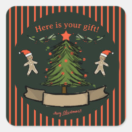 かわいい！あなたの名前に書宇宙クリスマスプレゼントと スクエアシール