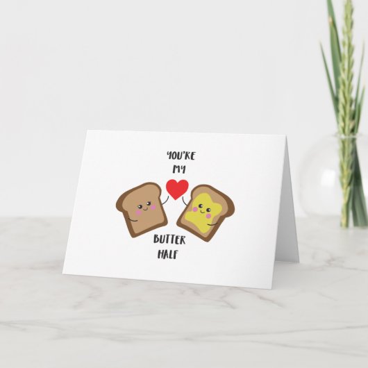 かわいい「あなたは私のバター半身」グリーティングカード シーズンカード (正面)