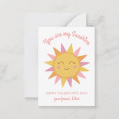 かわいい あなたは私の太陽 子供教室バレンタイン ノートカード (正面)