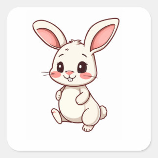 かわいい+うさぎのカスタムステッカー スクエアシール