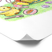 かわいい　うさぎ　カモ　料理　子供部屋　色鉛筆画 ポスター (角)