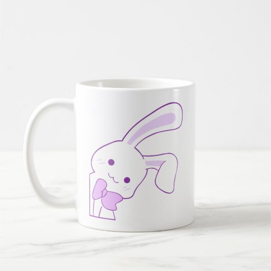 かわいい+うさぎ+リボン+パープル コーヒーマグカップ (左)