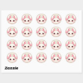 かわいい+うさぎ+顔+ステッカー ラウンドシール (シート)