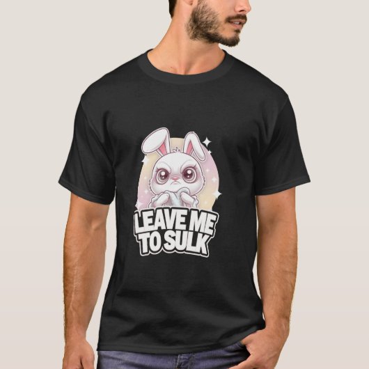 かわいい おこった うさぎ ひとりにして ネガティブ Tシャツ (正面)