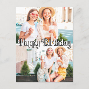 かわいい おしゃれ オーダーメイド 2枚の写真 テンプレート 誕生日 ポストカード