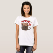 かわいい+おしゃれ+カラフル+抱き合う+サル Tシャツ (正面フル)