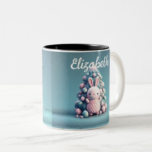 かわいい,おもしろいバニー,かわいいスタイル ツートーンマグカップ (正面右)