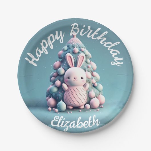 かわいい，おもしろいバニー，かわいいスタイル ペーパープレート (正面)