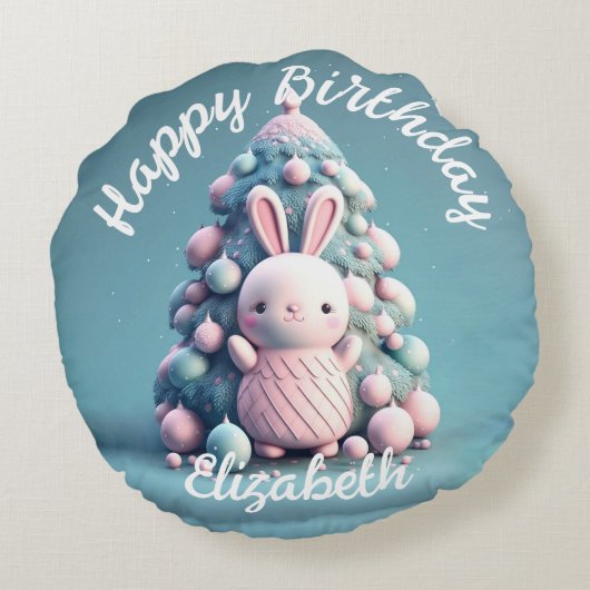 かわいい,おもしろいバニー,かわいいスタイル ラウンドクッション (裏面)