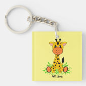 かわいい,おもしろいベビーキリン,手書きパーソナライズされた, キーホルダー (正面)