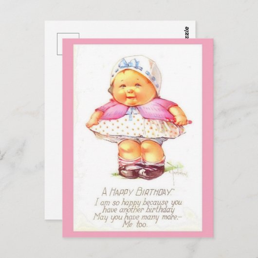 かわいい&おもしろいヴィンテージ誕生日ガール（コピー） ポストカード (正面/裏面)