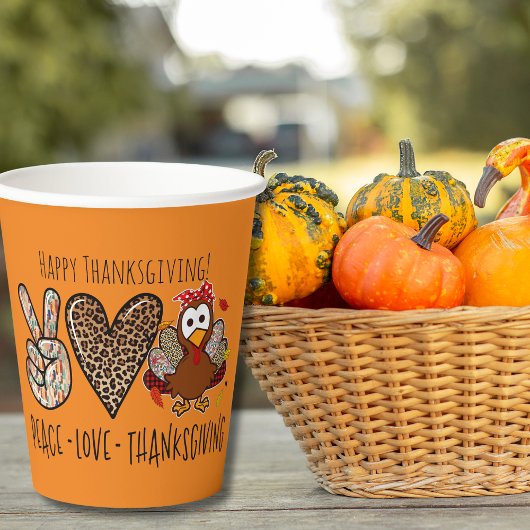 かわいい&おもしろい平和ラブサンクスギビングパーティー 紙コップ