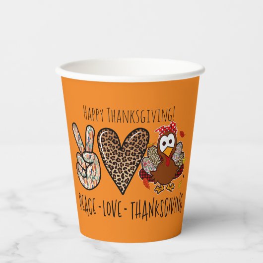 かわいい&おもしろい平和ラブサンクスギビングパーティー 紙コップ (正面)