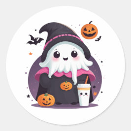 かわいい。おもしろい幽霊チョコレートハロウィン ラウンドシール