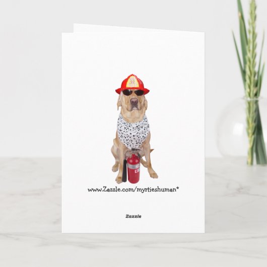 かわいい/おもしろい犬のお父さんの日 – 消防士 カード (裏面)
