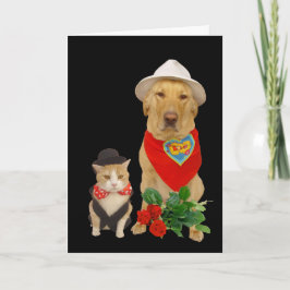 かわいい、おもしろい猫と犬とラボのバレンタイン シーズンカード
