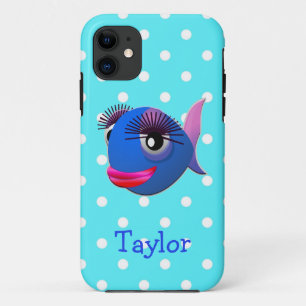 かわいい・おもしろい・キャラクターの魚のドット柄カスタムデザイン iPhone 11 ケース