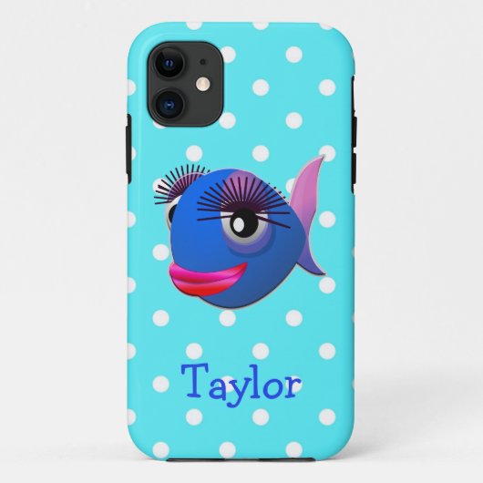 かわいい・おもしろい・キャラクターの魚のドット柄カスタムデザイン Case-Mate iPhoneケース (裏面)