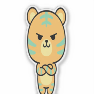 かわいい+おもしろい+グリンピーなオレンジティガーステッカー シール