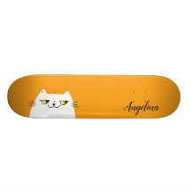 かわいい おもしろい シンプル 白猫 黄色 モノグラム