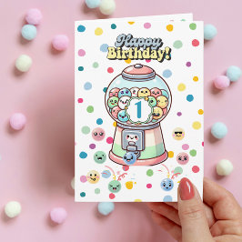 かわいい+おもしろい+ファンシーなガムボールで作ったファーストバースデー カード
