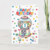 かわいい+おもしろい+ファンシーなガムボール、オーダーメイドの1歳の誕生日 カード (正面)