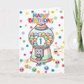 かわいい+おもしろい+ファンタジーなガムボール、子供の誕生日をお祝い カード (正面)