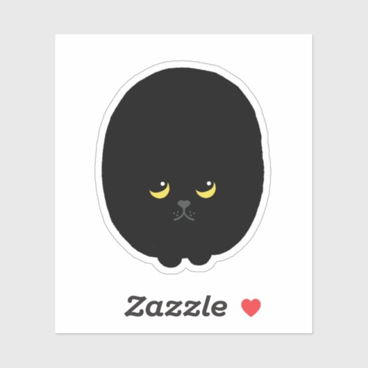 かわいい+おもしろい+怒った+見つめる+黒猫+動物+ペット シール (シート)