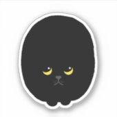 かわいい+おもしろい+怒った+見つめる+黒猫+動物+ペット シール (正面)