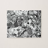 かわいい,おもしろい,白黒キャラクタージグソーパズル ジグソーパズル (横)