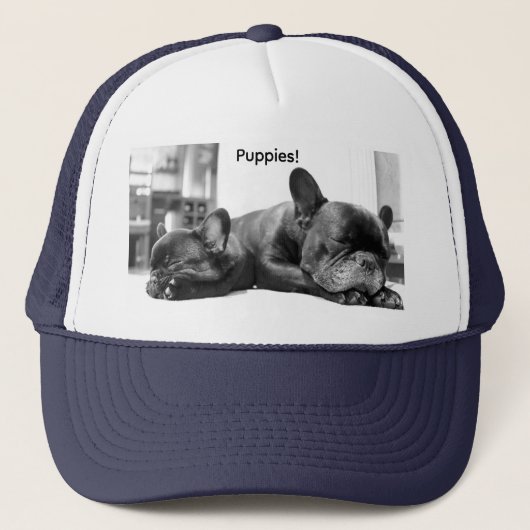 かわいい |おもしろい | | Bulldog Puppies Trucker Hat キャップ (正面)